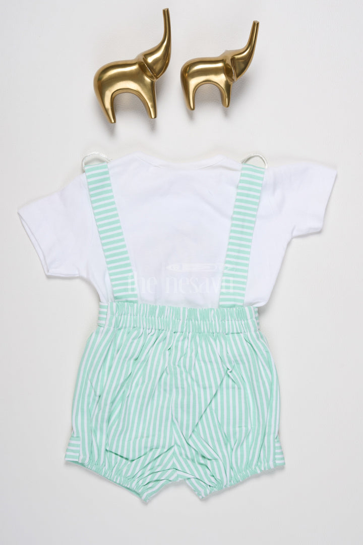 The Nesavu Baby Rompers/Onesies Dungaree Set in Turquoise with Adorable Teddy Bear Patches for Baby Nesavu Nesavu Baby Turquoise Dungaree Set Teddy Bear Patches Casual Special Occasions