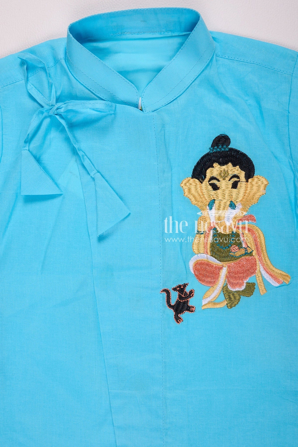 The Nesavu Boys Dothi Set Elegant Blue Ganesh Utsav Baby Kurtha with Dothi Pant Set Nesavu Elegant Blue Ganesh Utsav Baby Kurtha with Dothi Pant Set - Festive Wear