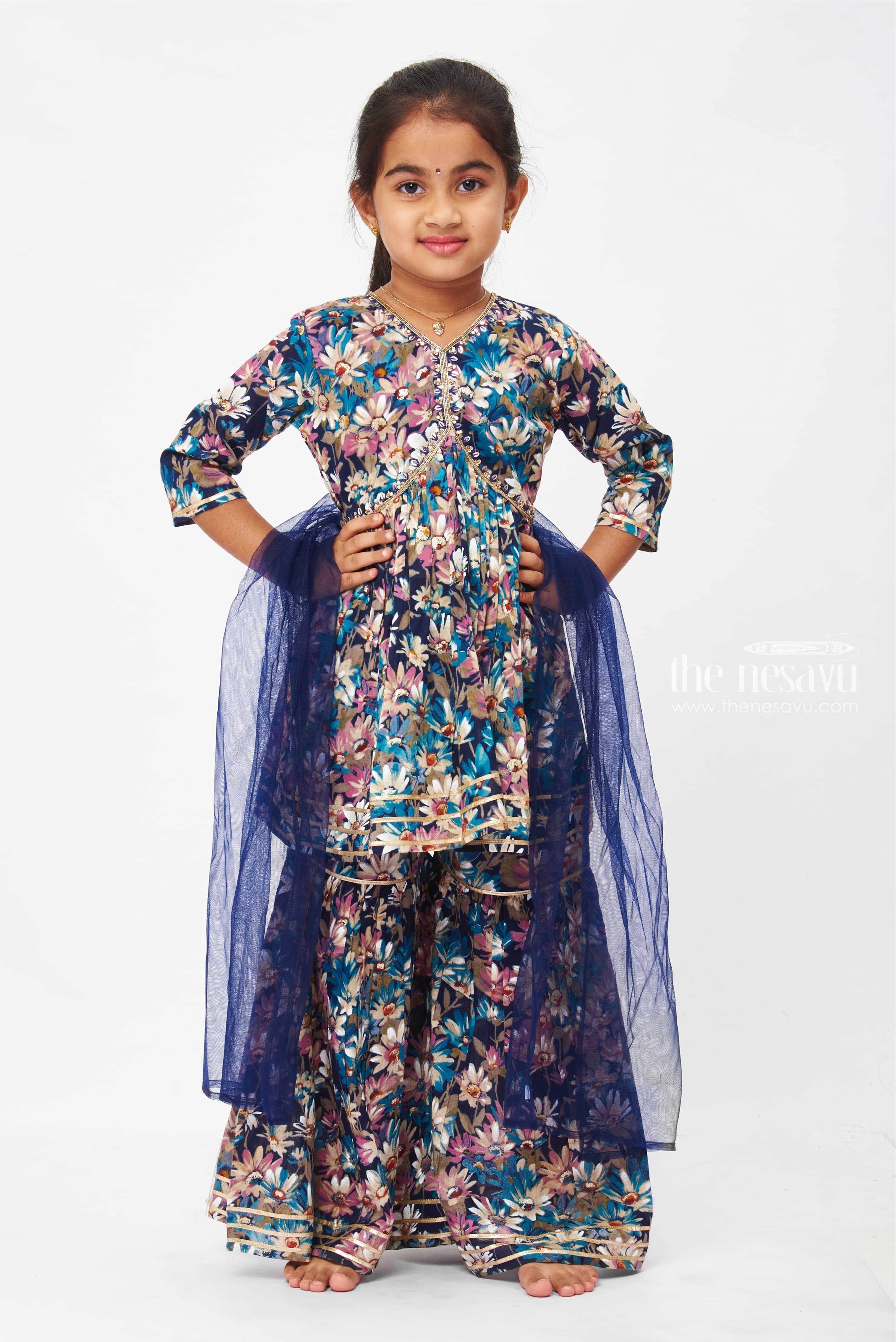 Contemporary girls Gharara styles | Kids Kurti with Gharara pant combo |  The Nesavu – The Nesavu
