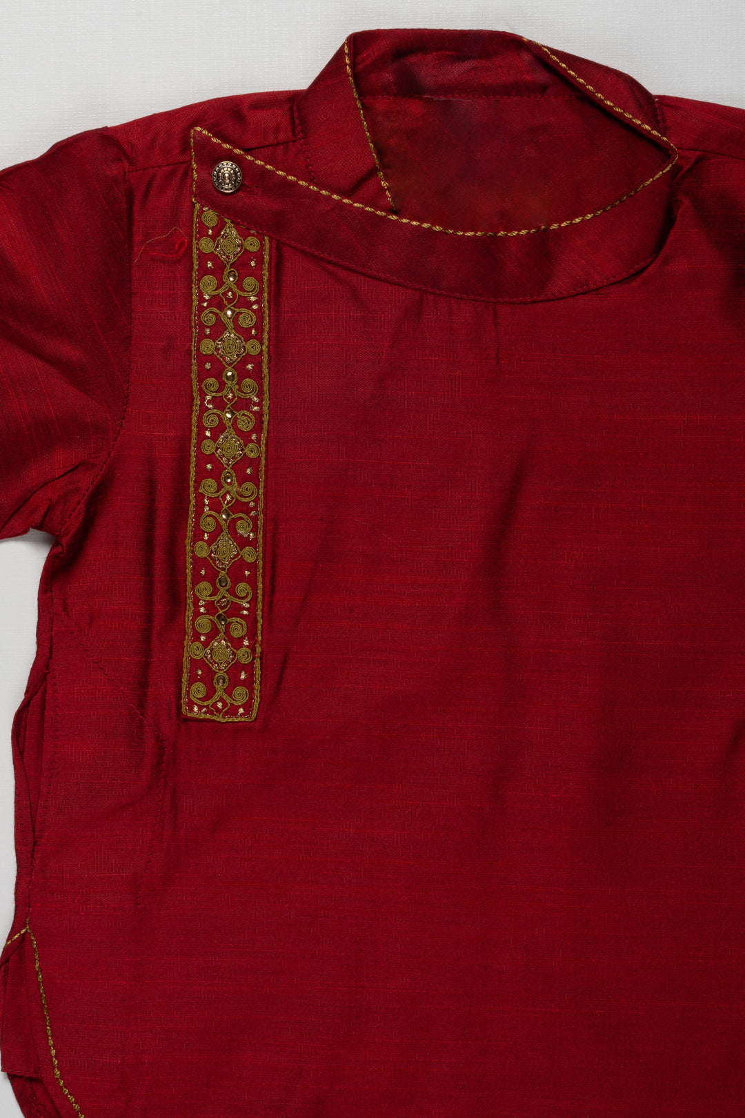 The Nesavu Boys Kurtha Shirt Elegant Maroon Boys Kurta Shirt with Embroidered Side Placket - Ideal for Festive Occasions Nesavu Elegant Maroon Boys Kurta Shirt with Embroidered Side Placket | Ideal for Festive Occasions | The Nesavu