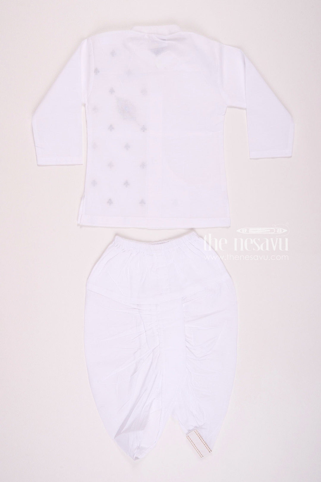 The Nesavu Boys Dothi Set Elegant White Krishna Jayanthi Baby Kurtha with Dothi Pant Set Nesavu Elegant White Krishna Jayanthi Baby Kurtha with Dothi Pant Set - Gokulashtami Outfit