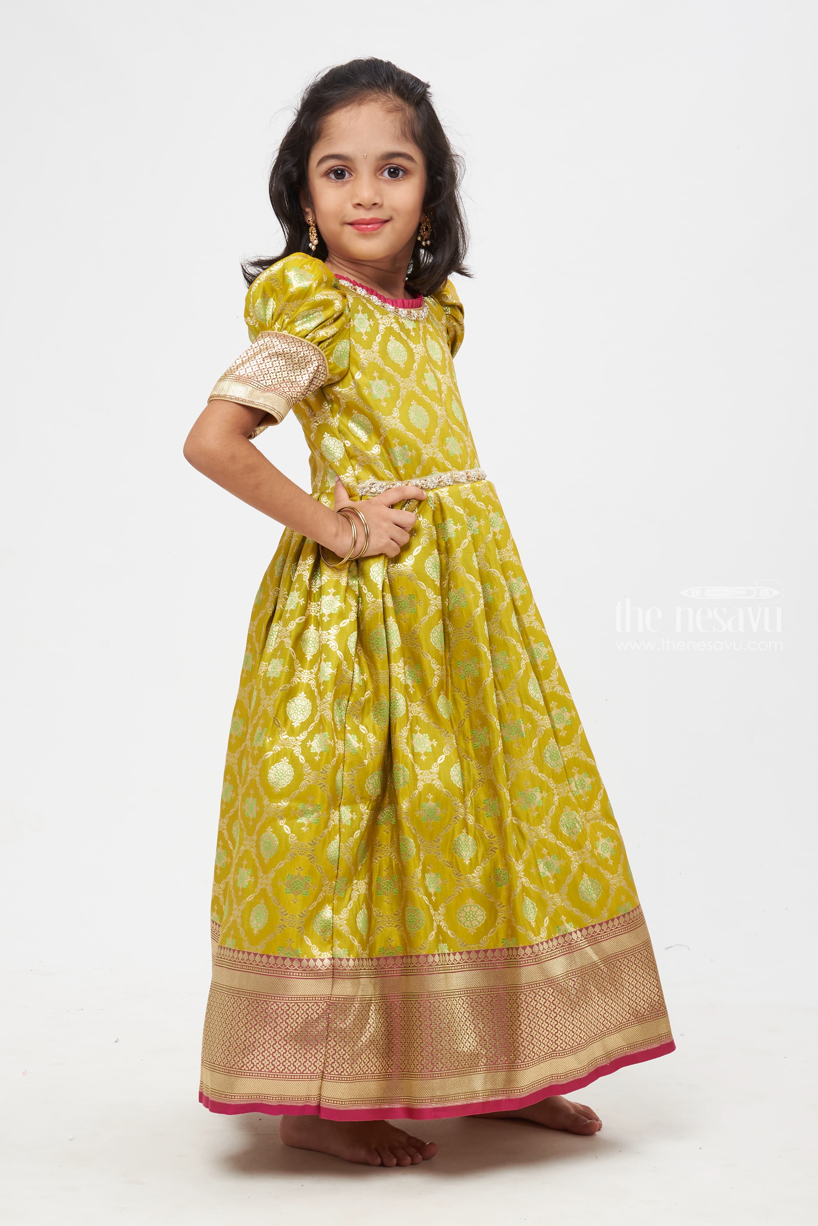 Buy Mustard Yellow Anarkali Suit In Cotton Silk With Patola And Bandhani  Printed Jaal And Maroon Banarasi Dupatta KALKI Fashion India
