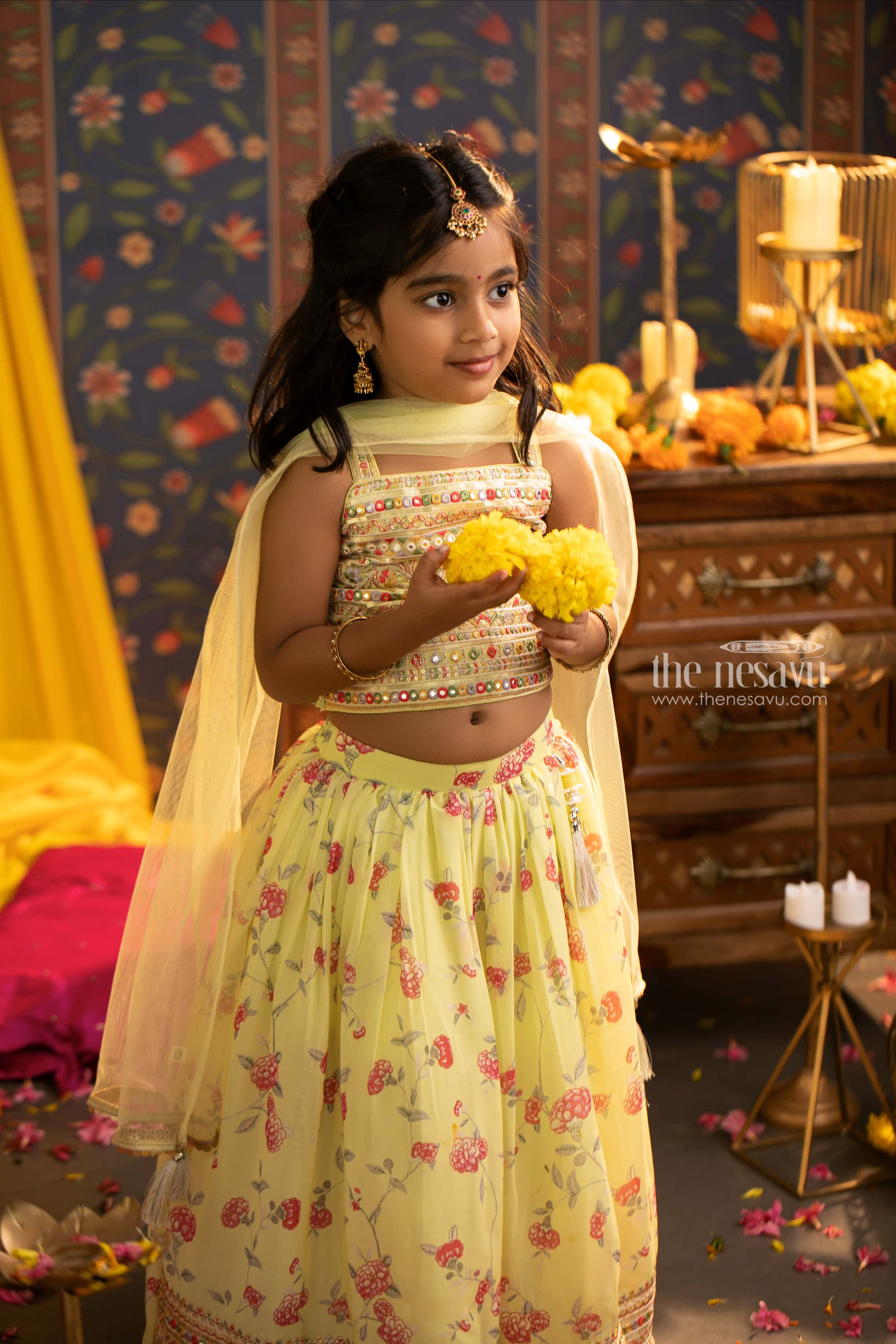 Multi Color Traditional Wear Sleeveless Cotton Material Lehenga For Kids at  Best Price in Chennai | Sri Vishnu Fashion & Tex