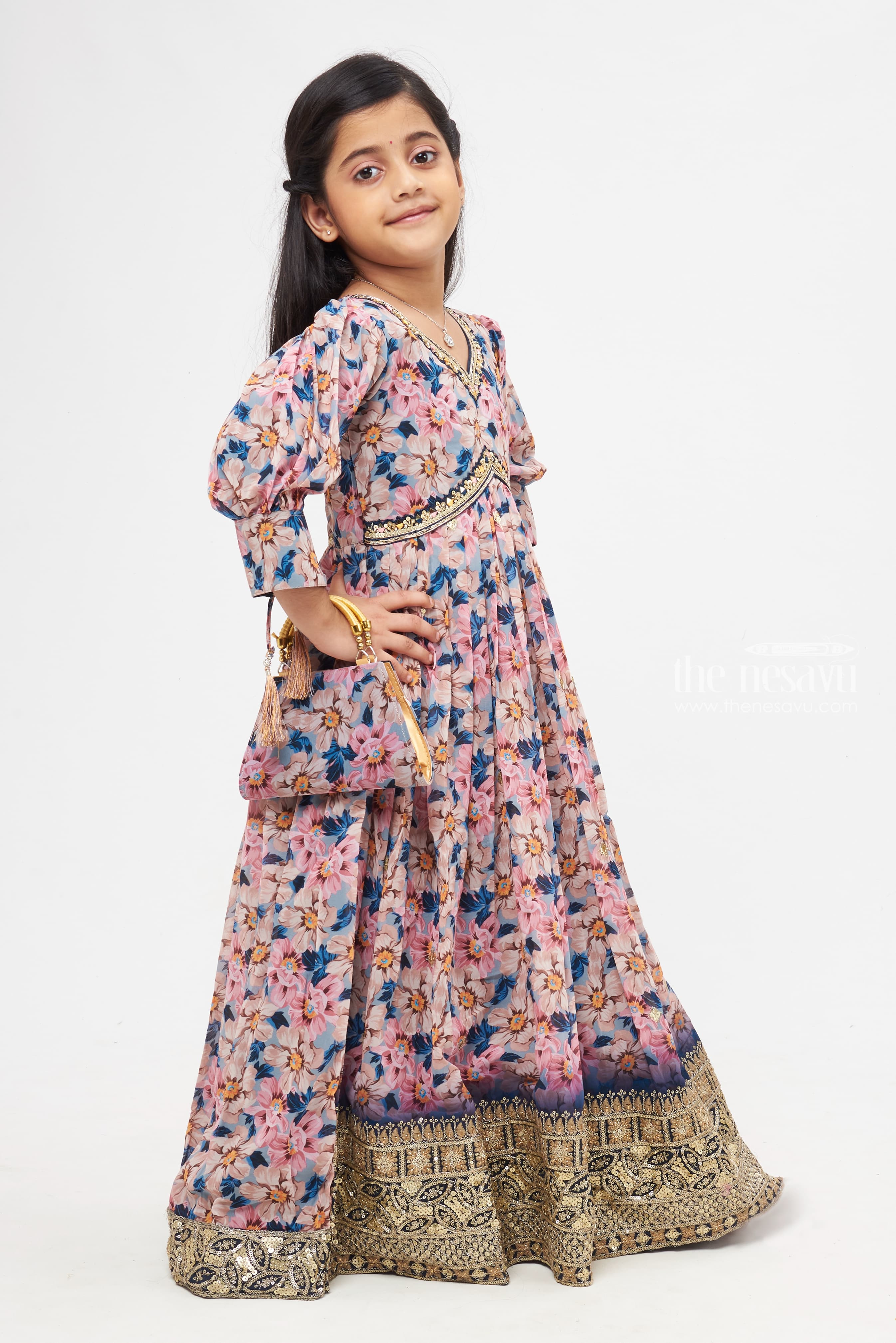 nesavu ethereal floral diwali anarkali gown with exquisite sequin embellishments for girls girls party gown thenesavu pastel floral designer anarkali gown diwali special girls festive 5ca38db4 a4f5 4fce be67 ea0a9bf2d188