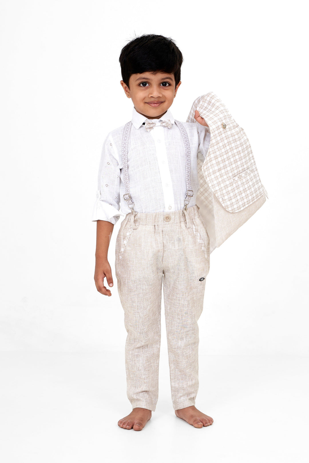 The Nesavu Boys Jacket Sets Ethnic Co-ord Sets with Jacket for Boys in Flax Cotton Blend, Perfect for Traditional Festivities Nesavu Ethnic Co-ord Sets Jacket Boys Flax Cotton Blend Nesavu Perfect Traditional Festivities