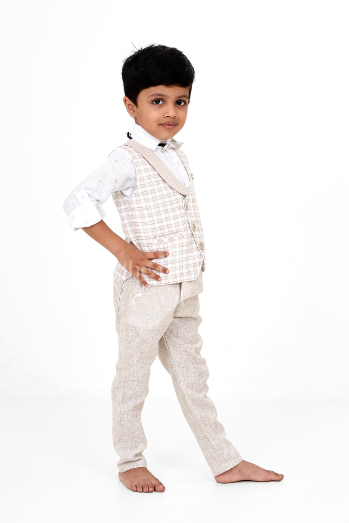 The Nesavu Boys Jacket Sets Ethnic Co-ord Sets with Jacket for Boys in Flax Cotton Blend, Perfect for Traditional Festivities Nesavu Ethnic Co-ord Sets Jacket Boys Flax Cotton Blend Nesavu Perfect Traditional Festivities