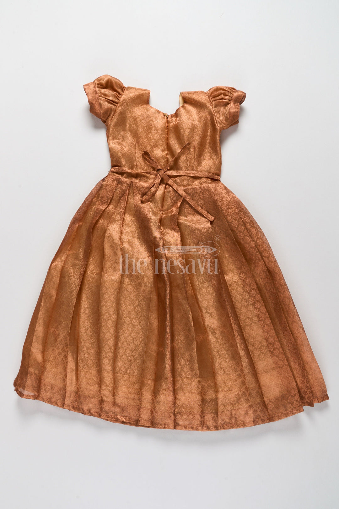 The Nesavu Girls Silk Gown Exquisite Girls Silk Gown with Golden Sheen for New Year Party Celebrations Nesavu Golden Girls Silk Gown New Year Party Nesavu