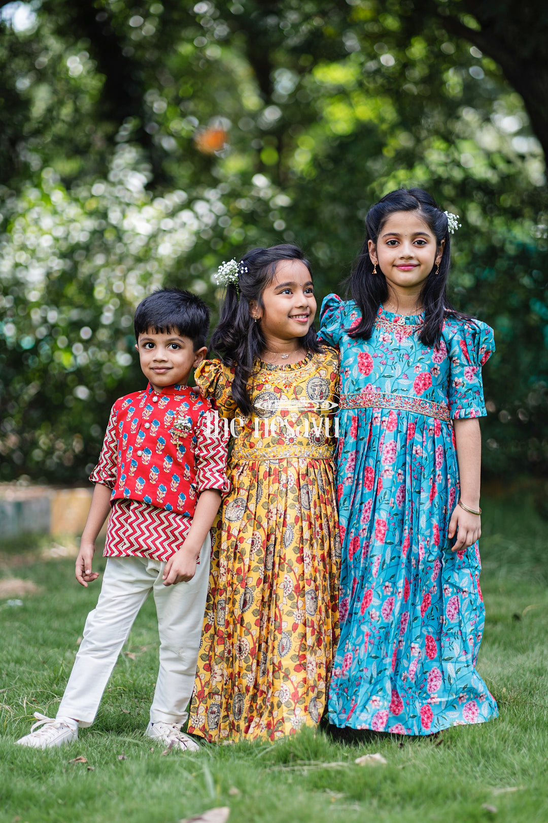 The Nesavu Girls Silk Gown Exquisite Teal Floral Anarkali Gown for Young Princesses Nesavu Buy Girls Teal Floral Embroidered Anarkali Gown | Unique Party Wear for Kids | The Nesavu