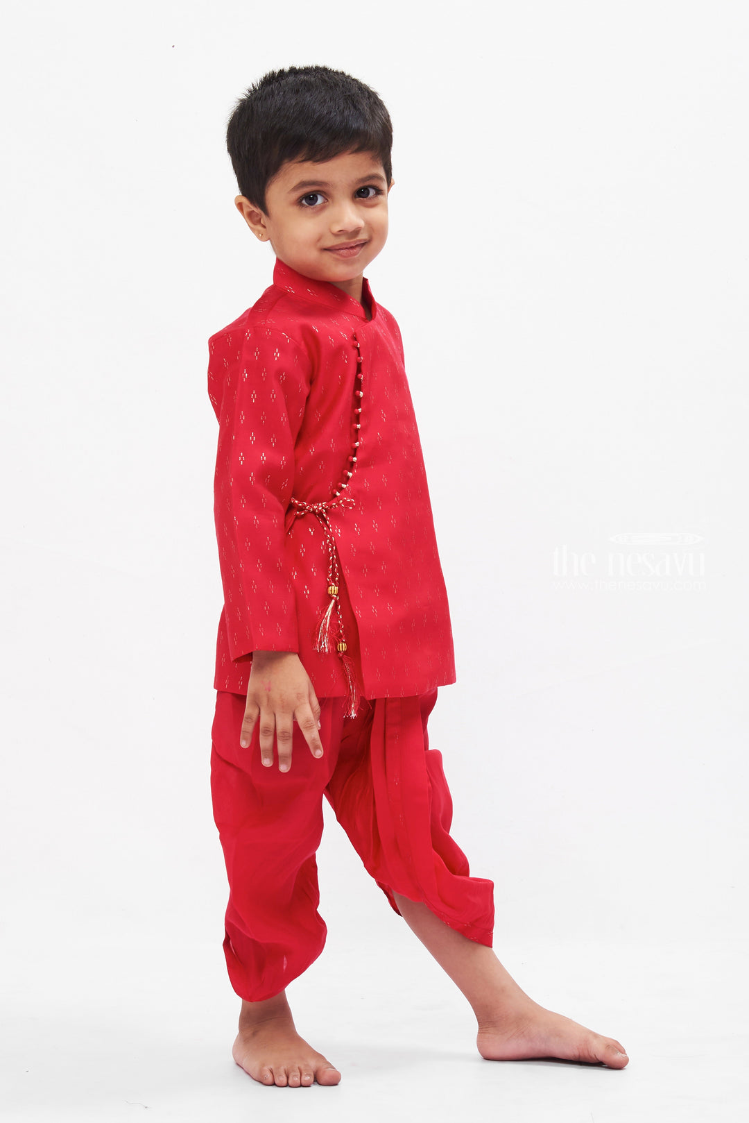 The Nesavu Boys Dothi Set Festive Magentaa Dhoti Kurta Set for Boys - Traditional Wear with a Modern Twist Nesavu Boys Magentaa Dhoti Kurta Set | Elegant Ethnic Wear for Special Occasions | The Nesavu