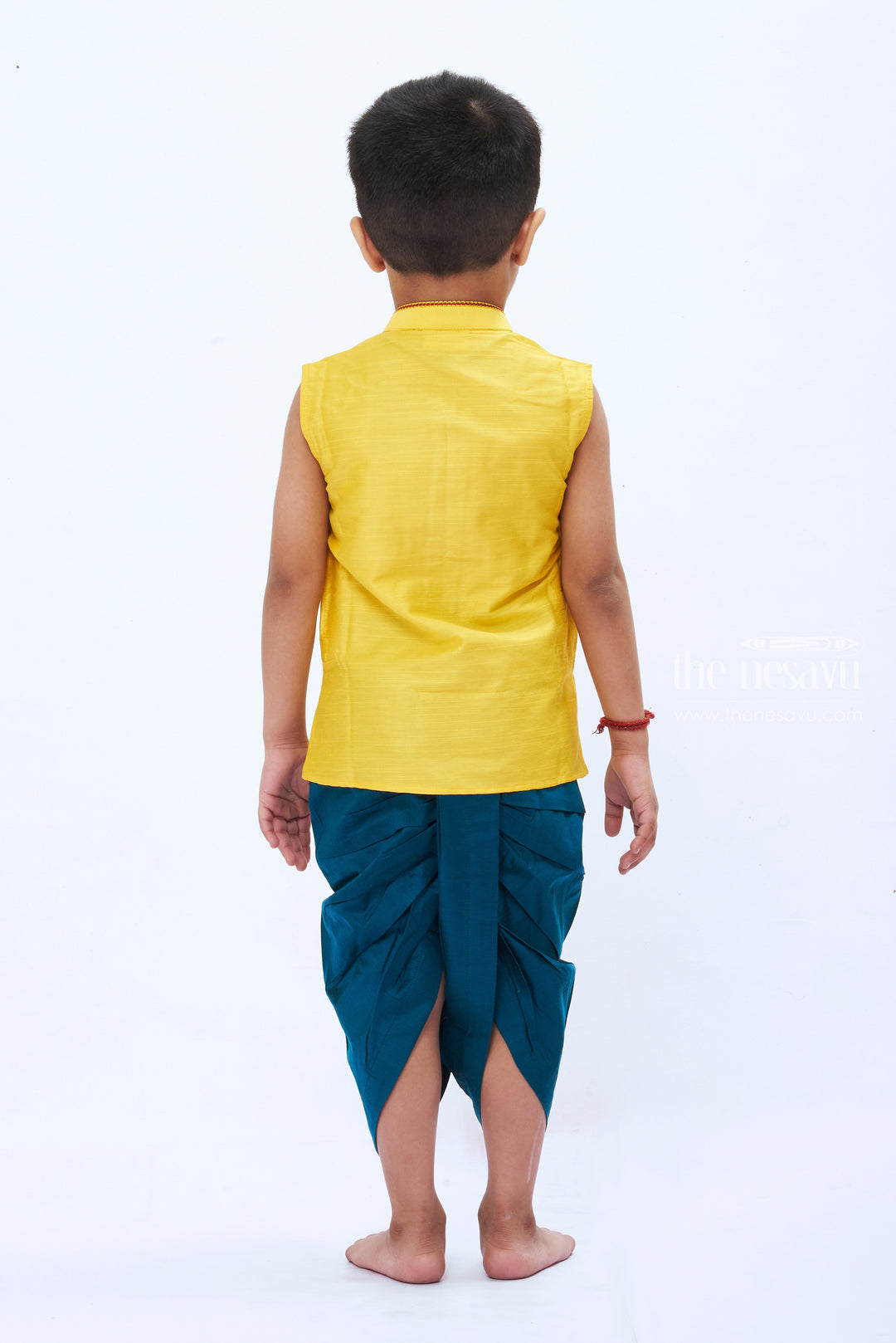 The Nesavu Boys Dothi Set Festive Yellow Dhoti Set with Traditional Indian Kurta for Boys Nesavu Boys Festive Yellow Dhoti Kurta Set | Traditional Indian Boys Clothing | The Nesavu