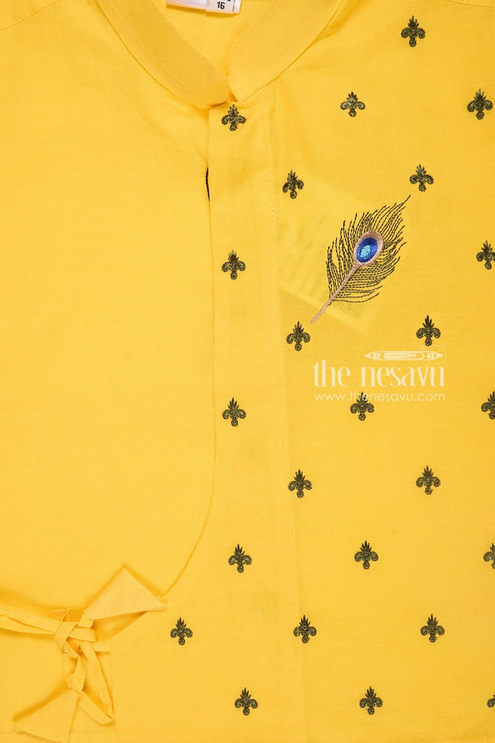 The Nesavu Boys Dothi Set Festive Yellow Krishna Jayanthi Baby Kurtha with Dothi Pant Set Nesavu Festive Yellow Krishna Jayanthi Baby Kurtha with Dothi Pant Set - Janmashtami Special