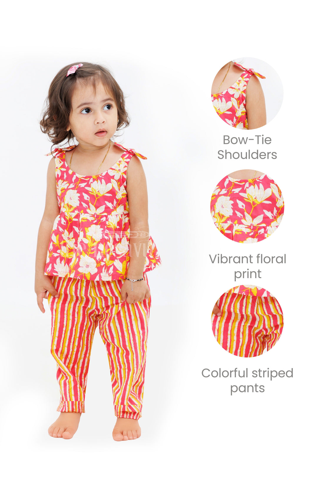 The Nesavu Girls Sharara / Plazo Set Floral Co-Ord Set for Girls Nesavu Floral Co-Ord Set for Girls - Summer Casual Wear