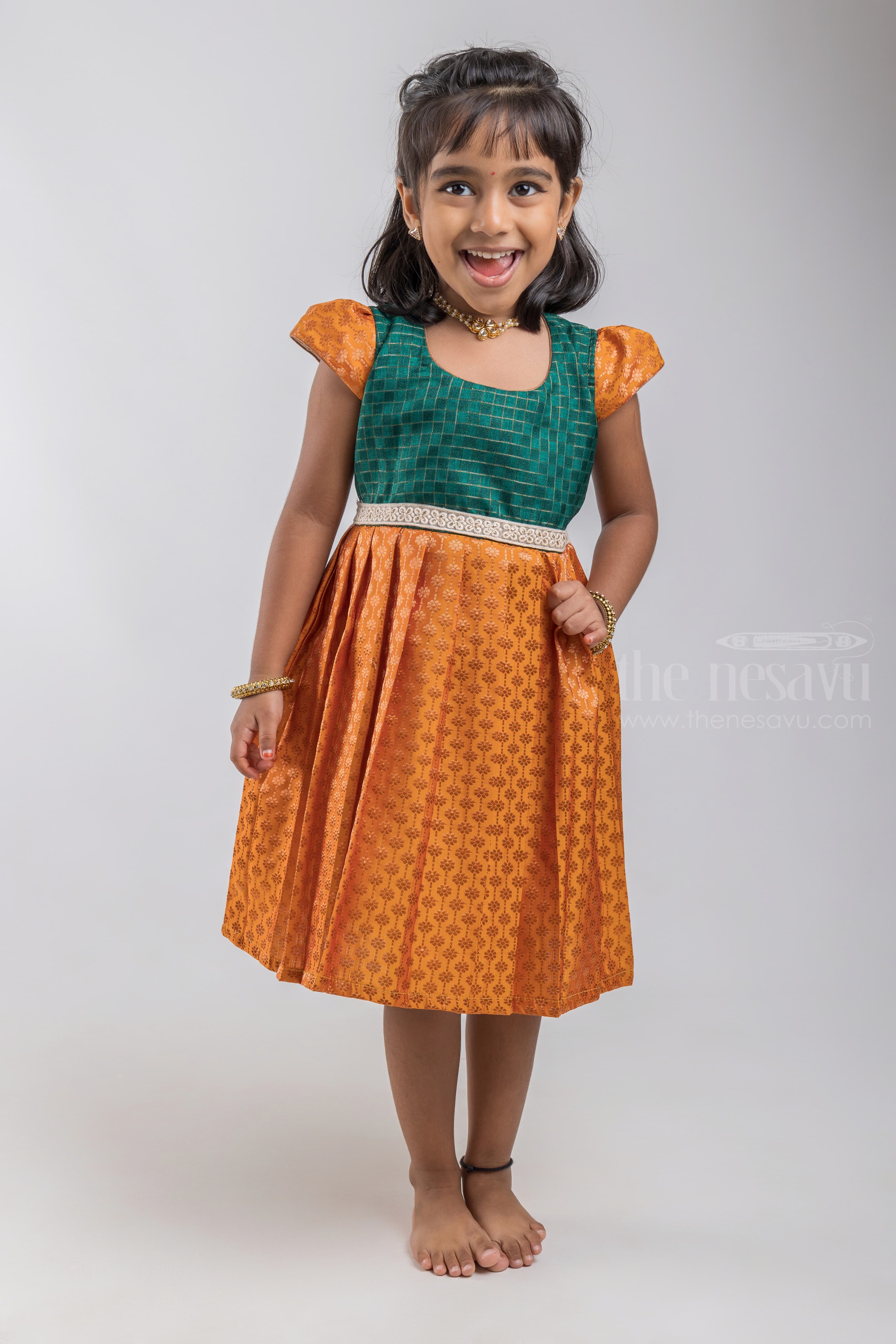 Green Block Printed Cotton Sleeveless Dress – Gulabchand Prints