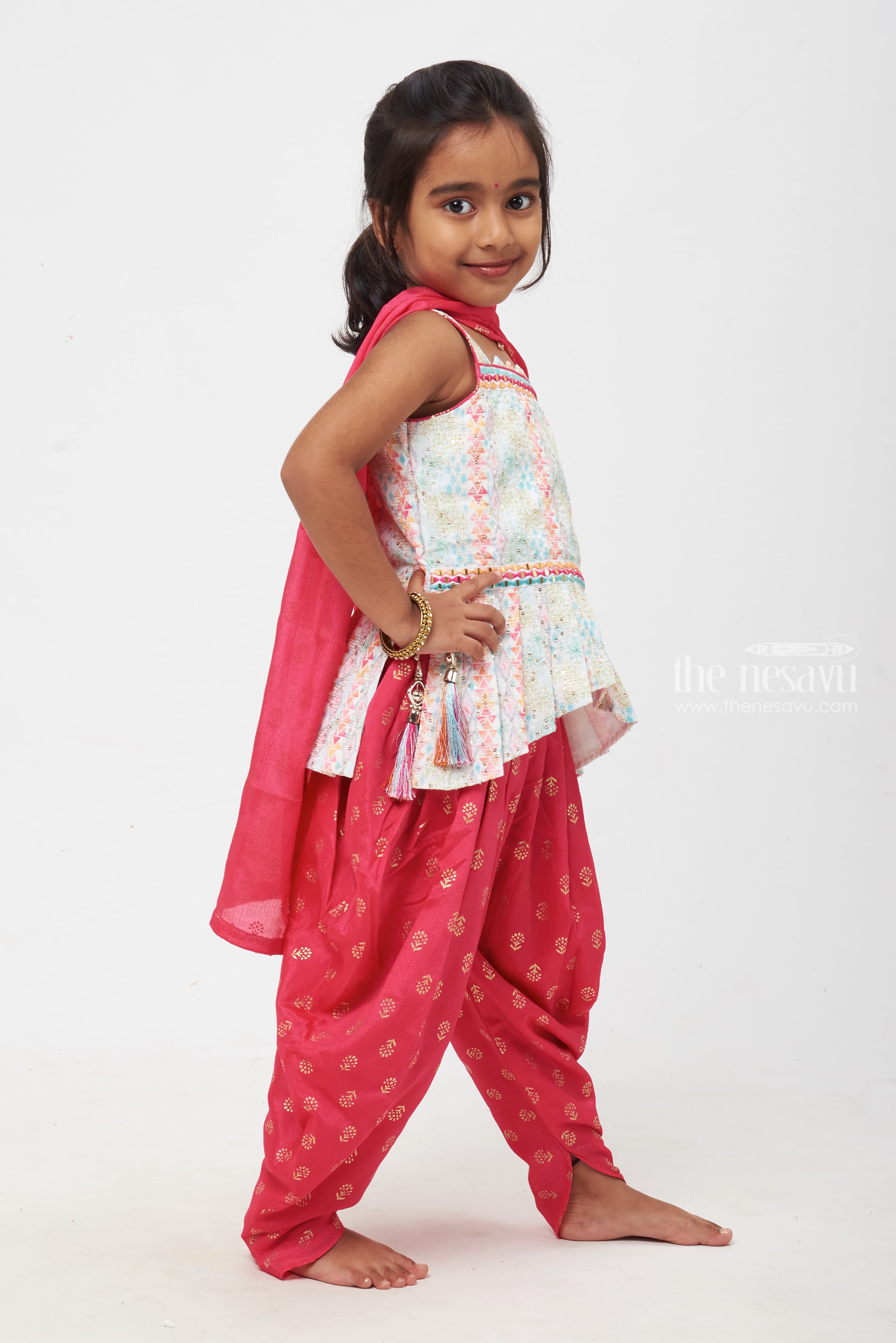 Kediya Kurti With Dhoti Style Salwar | Girl Kurta Dhoti pant Set | eBay