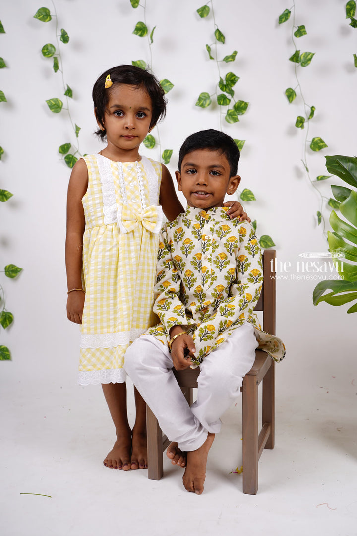 The Nesavu Boys Kurtha Set Floral Jaipur Block Printed Kurta Suit with Pyjama for Boys Nesavu Shop Kurta Dresses For Boys | Party Wear Kurta Online | The Nesavu