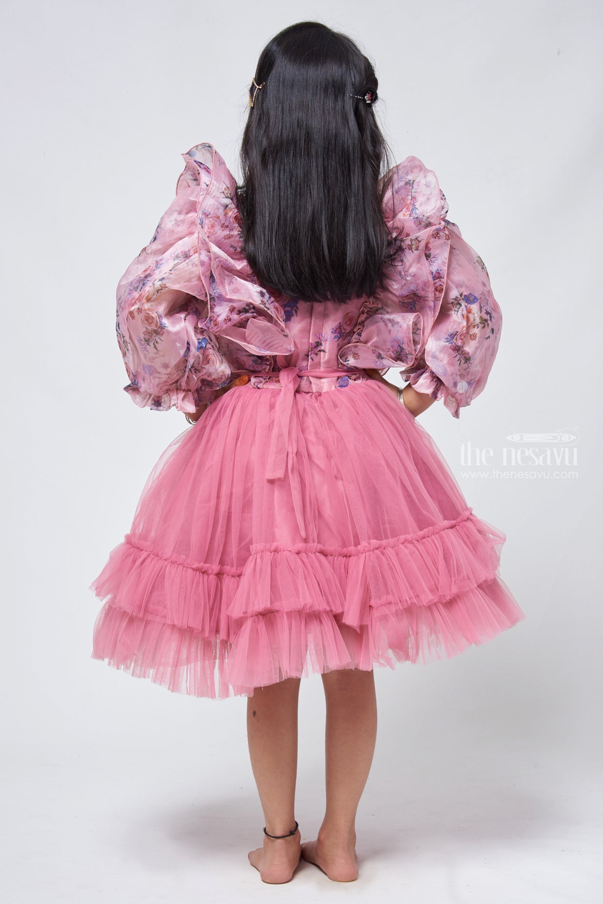 Girls Special Occasion Birthday Dress With Satin And Tulle Skirt