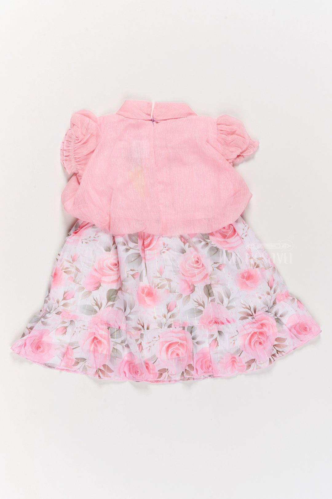 The Nesavu Girls Cotton Frock Girls Chiffon Cute Baby Clothes with Floral Print Skirt and Puff Sleeve Top Nesavu Nesavu Girls Cute Baby Clothes Chiffon Dress Floral Print Skirt Puff Sleeve Top