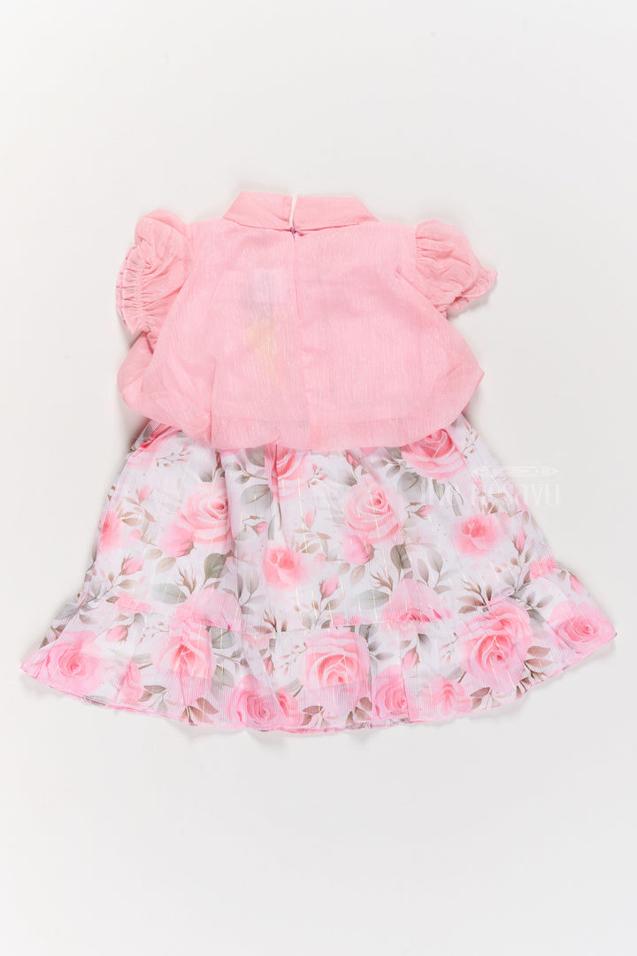 The Nesavu Girls Cotton Frock Girls Chiffon Cute Baby Clothes with Floral Print Skirt and Puff Sleeve Top Nesavu Nesavu Girls Cute Baby Clothes Chiffon Dress Floral Print Skirt Puff Sleeve Top