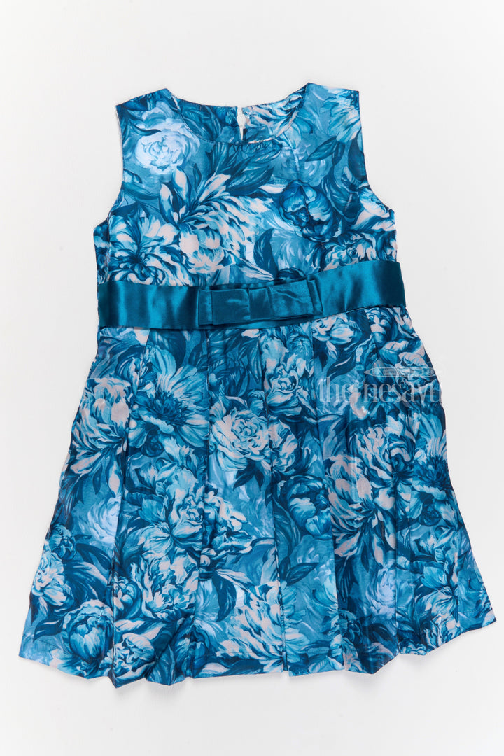 The Nesavu Girls Cotton Frock Girls Chiffon Easter Dress with Blue Floral Satin Skirt and Cropped Shrug Nesavu Nesavu Girls Chiffon Easter Dress Blue Floral Satin Skirt Cropped Shrug