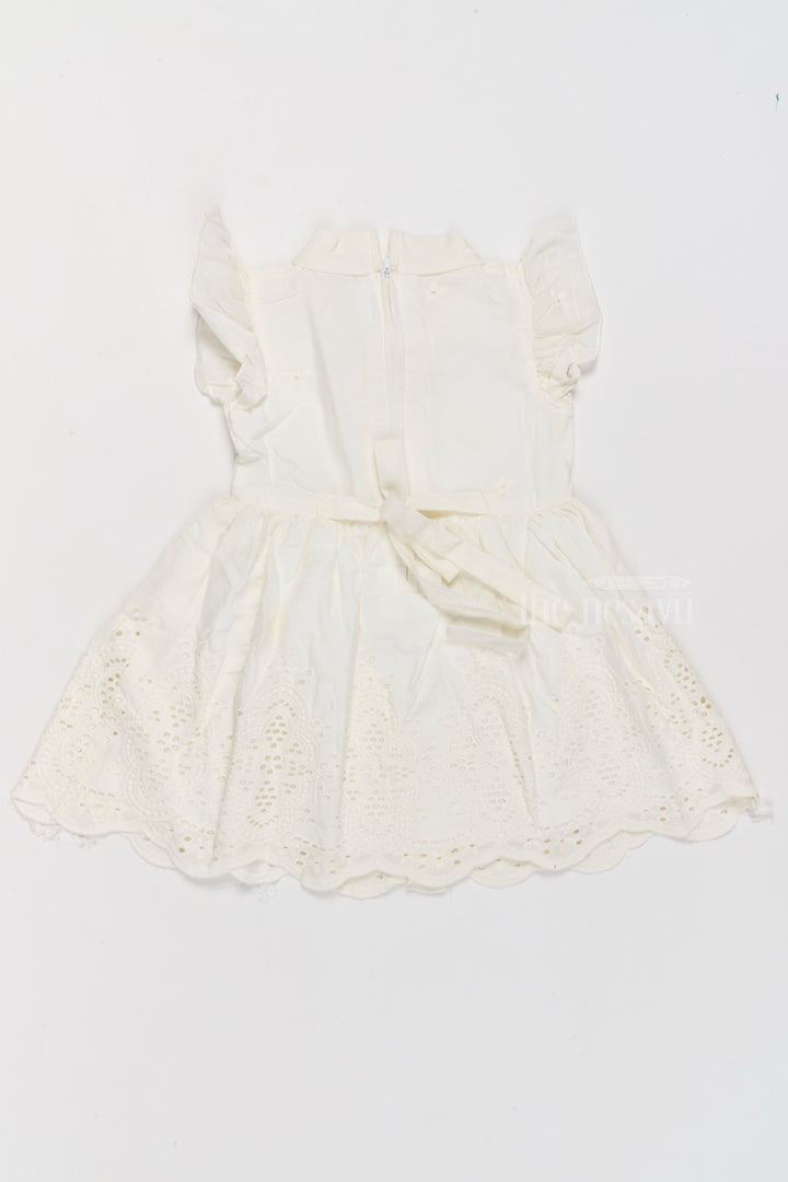 The Nesavu Girls Cotton Frock Girls Cinderella Fancy Cotton Dress with Bow and Eyelet Design Nesavu Nesavu Girls Cinderella Fancy Cotton Dress Eyelet Embroidery Bow