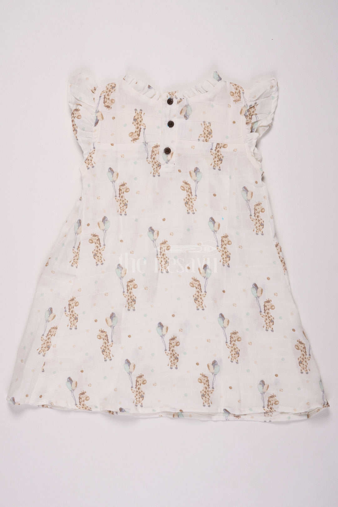 The Nesavu Girls Cotton Frock Girls Cotton Frock Ladies Dress with Delicate Giraffe and Bird Print in Muslin Fabric Nesavu Nesavu Girls Cotton Frock Ladies Dress Giraffe Bird Print Muslin Fabric