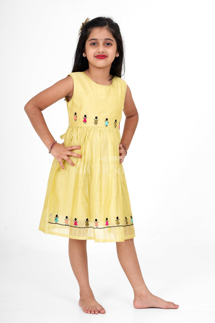 The Nesavu Girls Cotton Frock Girls Mustard Chanderi Embroidered Pattu Long Frocks with Sleeveless Design Nesavu Girls Mustard Chanderi Embroidered Pattu Long Frocks Nesavu Sleeveless Festive Attire Special Occasions