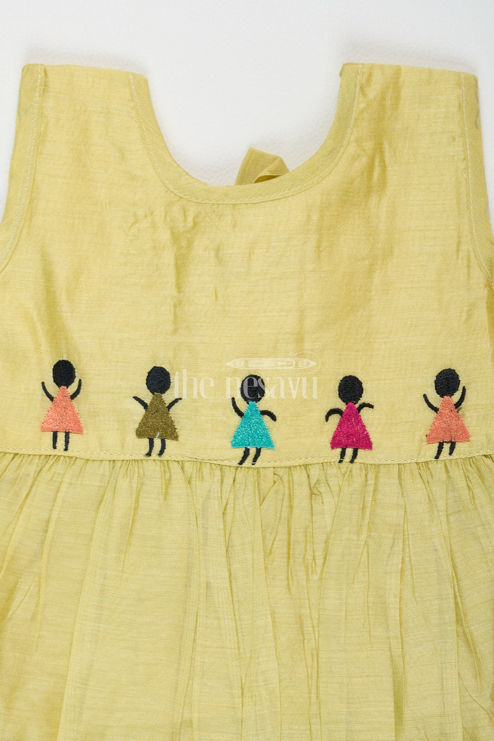 The Nesavu Girls Cotton Frock Girls Mustard Chanderi Embroidered Pattu Long Frocks with Sleeveless Design Nesavu Girls Mustard Chanderi Embroidered Pattu Long Frocks Nesavu Sleeveless Festive Attire Special Occasions