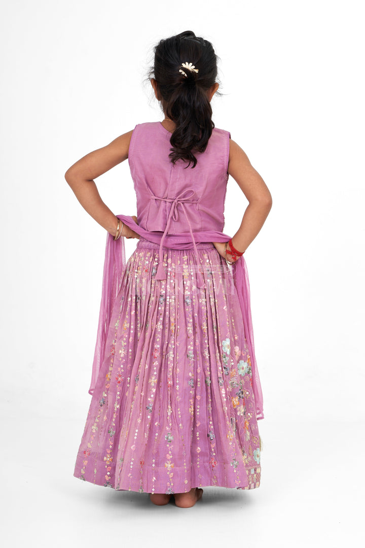 The Nesavu Girls Lehenga Choli Girls Pink Lehenga Choli with Intricate Floral Embroidery and Tassel Embellishments Nesavu Nesavu Girls Pink Lehenga Choli Floral Embroidery Pleated Skirt Weddings