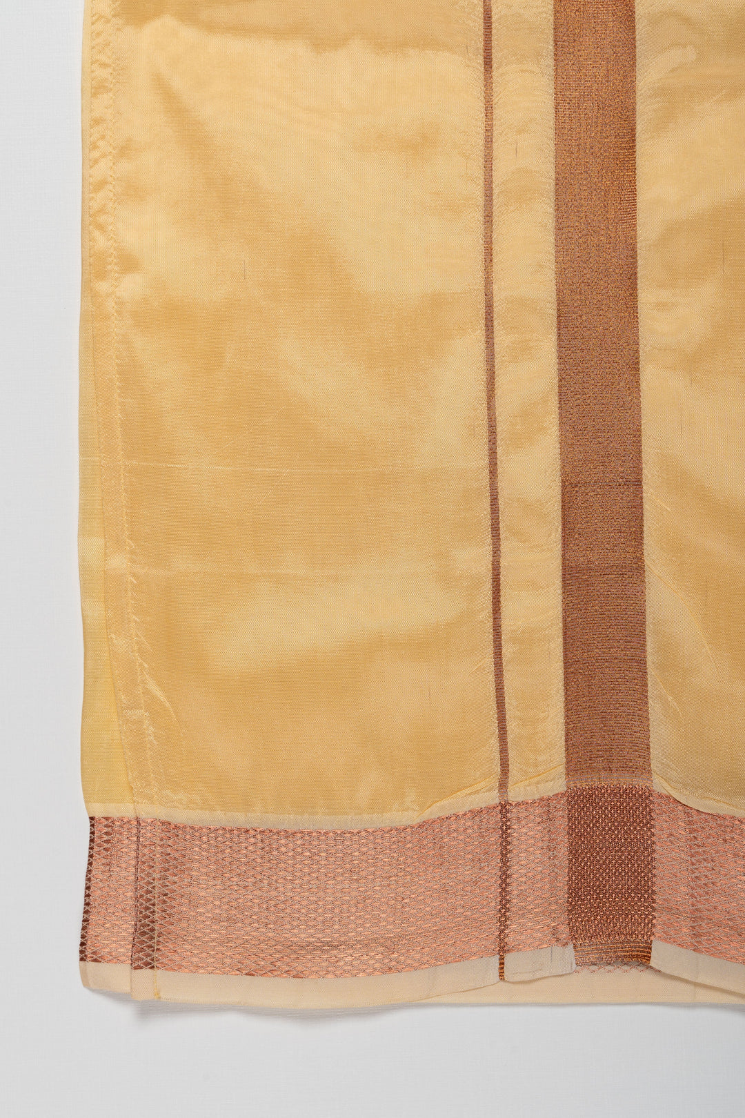 The Nesavu Boys Vesti Golden Yellow Silk Blend Boys Dhoti with Traditional Borders Nesavu Buy Boys Golden Yellow Silk Dhoti | Traditional Festive Wear | Luxurious Silk Blend | The Nesavu