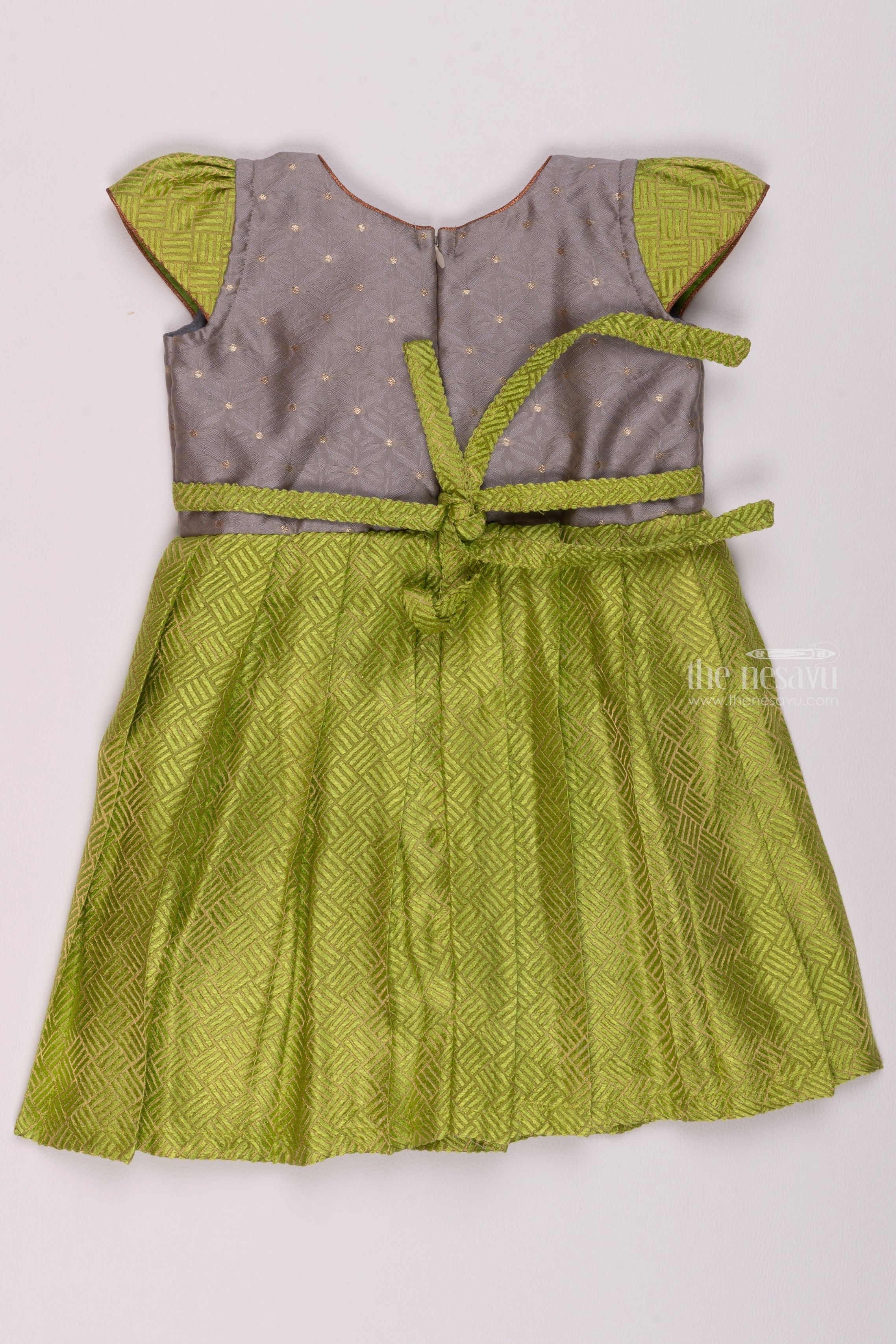 Adorable Green & Orange Half Saree model Frock – babypattustudio
