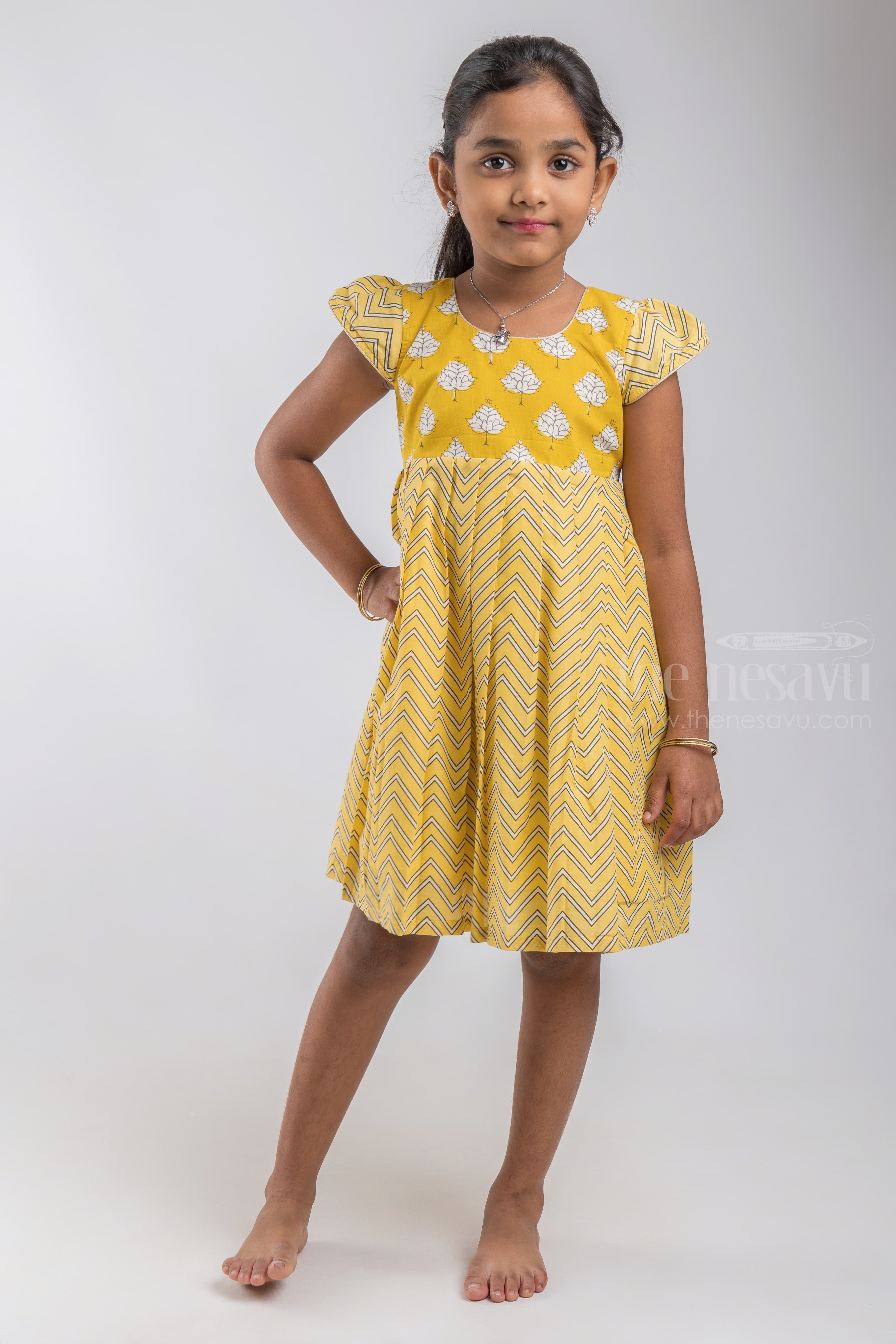 Yellow Soft Cotton Frock Birthday Dress Design Ideas The