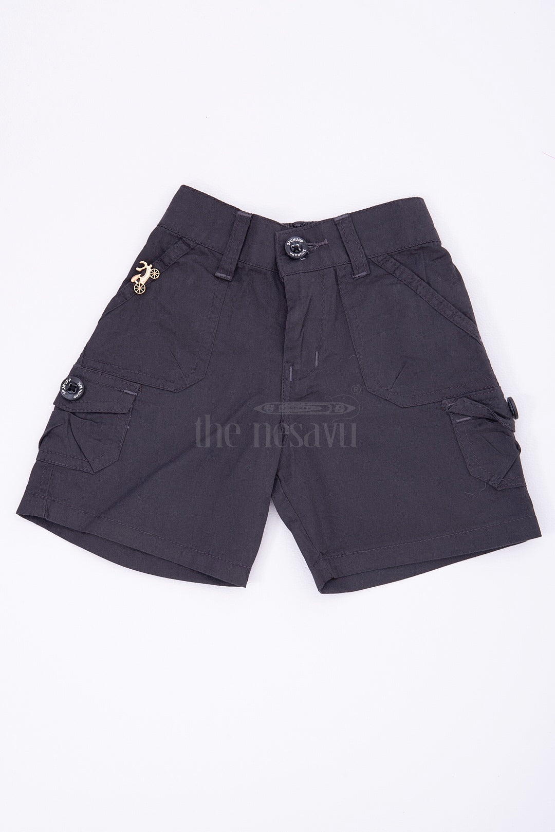 The Nesavu Boys Shorts Grey Boys Cargo Shorts for Shirts with Elastic Waist Nesavu 16 (1Y) / Gray BWS009F-16 The Nesavu Grey Boys Cargo Shorts - Cotton Comfort & Elastic Waist