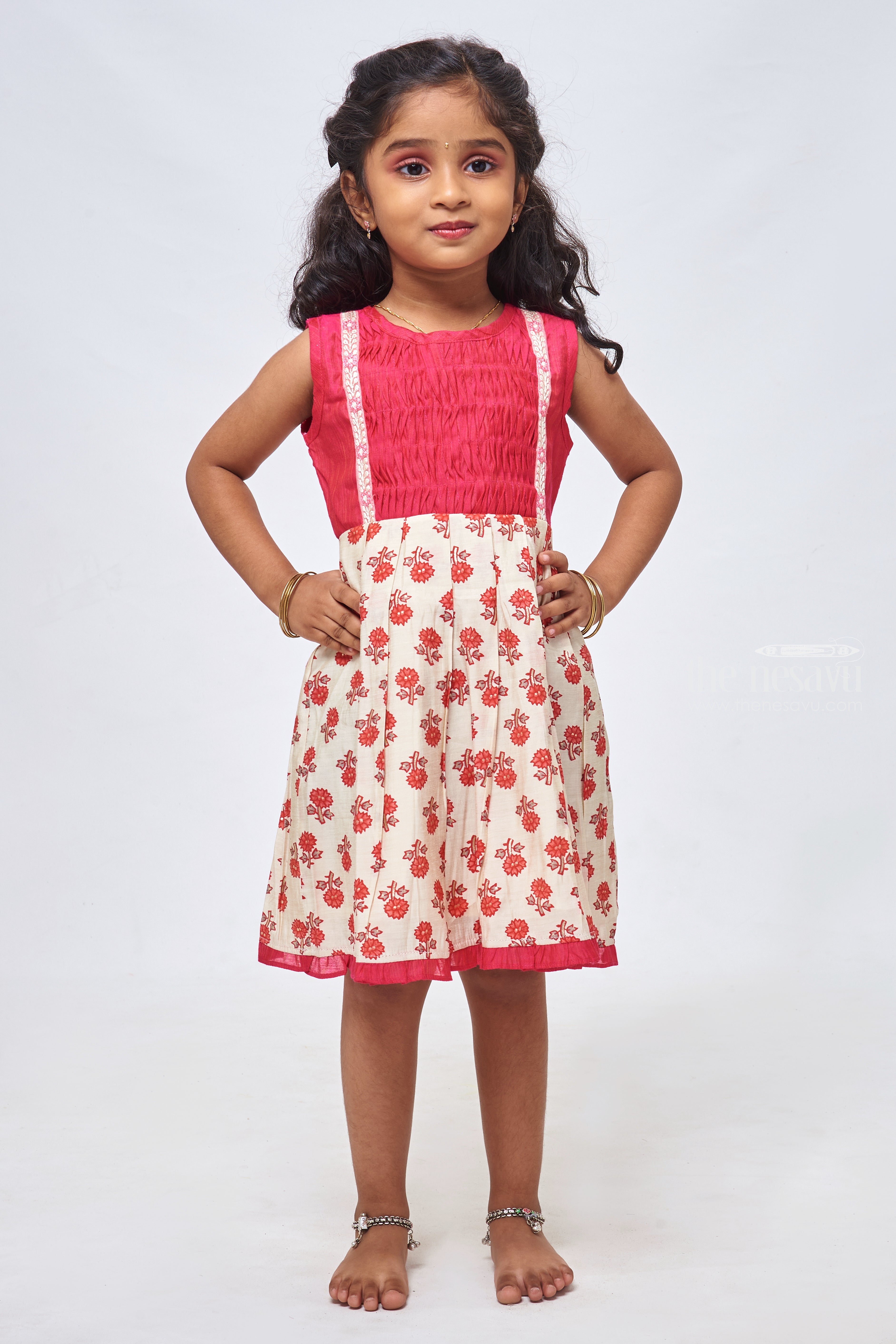 Gowns For Baby Girls | Shop Yellow With Red Frock | The Nesavu – The Nesavu