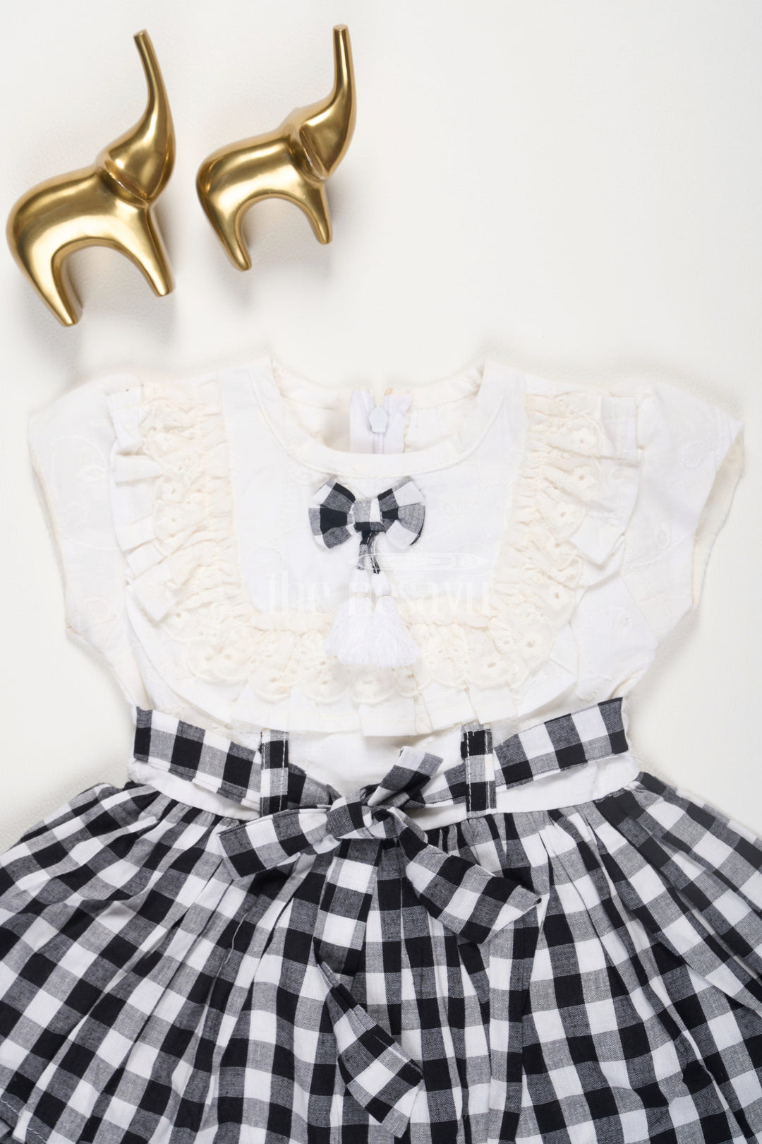 The Nesavu Baby Cotton Frocks Indian Baby Girl Outfit with Black and White Chessboard Check Cotton Frock Nesavu Indian Baby Girl Outfit with Black and White Chessboard Check Cotton Frock Nesavu