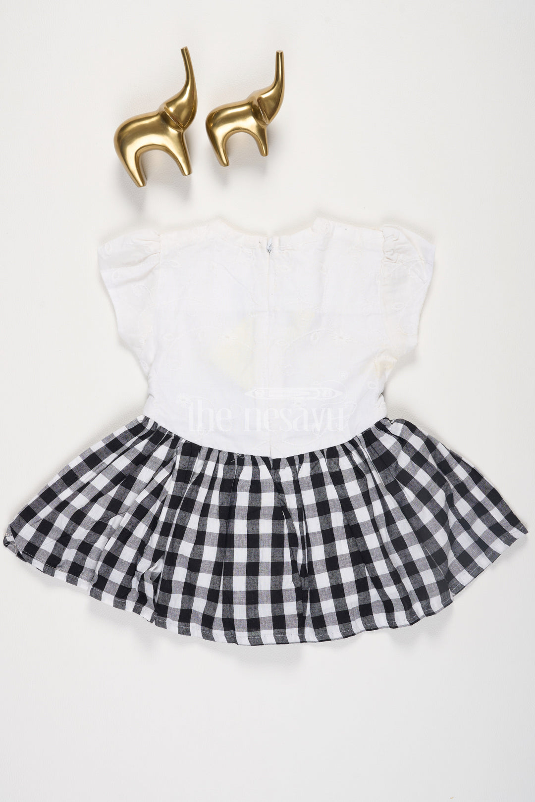 The Nesavu Baby Cotton Frocks Indian Baby Girl Outfit with Black and White Chessboard Check Cotton Frock Nesavu Indian Baby Girl Outfit with Black and White Chessboard Check Cotton Frock Nesavu