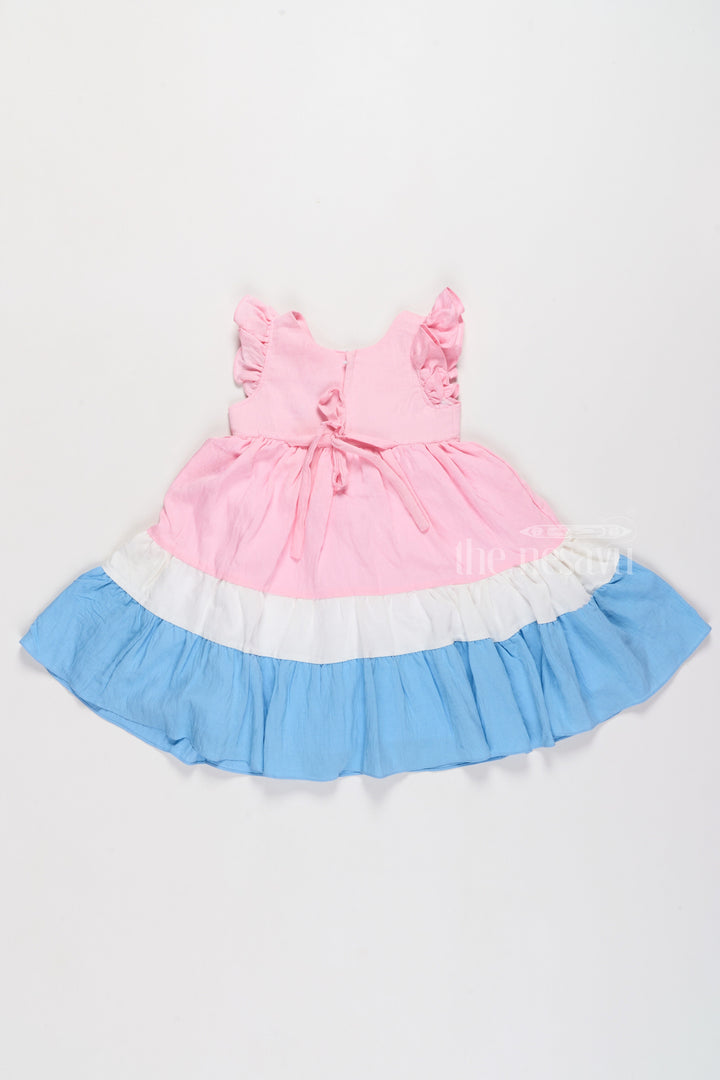 The Nesavu Girls Fancy Frock Indo Western Dress with Tiered Ruffle Hem and Contrast Bow Design for Girls Nesavu Nesavu Indo Western Dress Tiered Ruffles Elegant Bow Girls