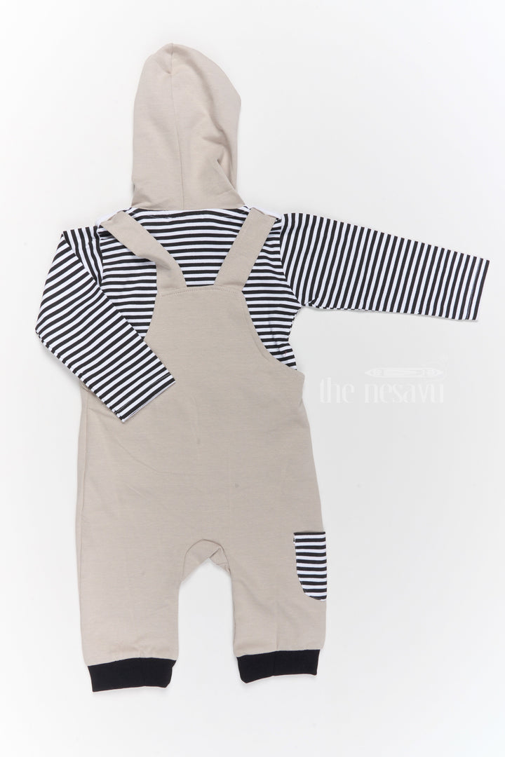 The Nesavu Baby Casual Sets Infant Photoshoot Dress Cotton Panda Romper with Striped Shirt and Hood Nesavu Nesavu Infant Photoshoot Dress Cotton Panda Hooded Romper Striped Shirt