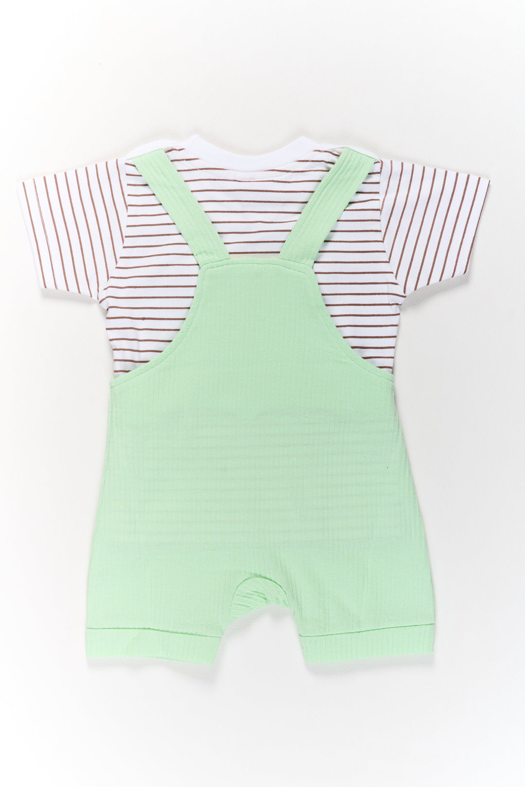 The Nesavu Baby Casual Sets Infant Summer Outfits Cotton Green Dog Romper with Striped T-Shirt Nesavu Nesavu Infant Summer Outfits Cotton Green Dog Romper Striped T-Shirt