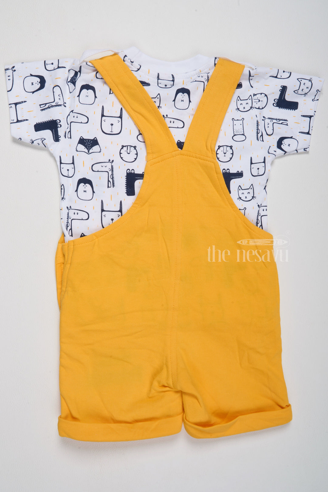 The Nesavu Baby Casual Sets Infant Yellow Easter Dress Animal Applique Dungaree with Printed T-Shirt Nesavu Nesavu Infant Yellow Easter Dress Animal Applique Dungaree Printed T-Shirt