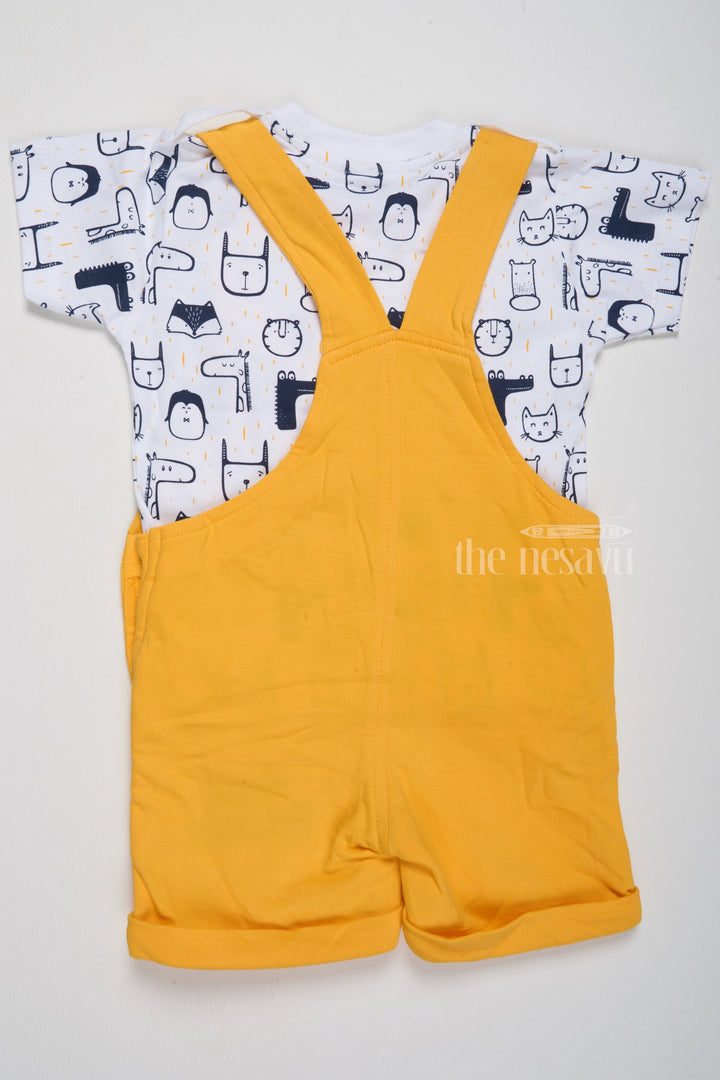 The Nesavu Baby Casual Sets Infant Yellow Easter Dress Animal Applique Dungaree with Printed T-Shirt Nesavu Nesavu Infant Yellow Easter Dress Animal Applique Dungaree Printed T-Shirt