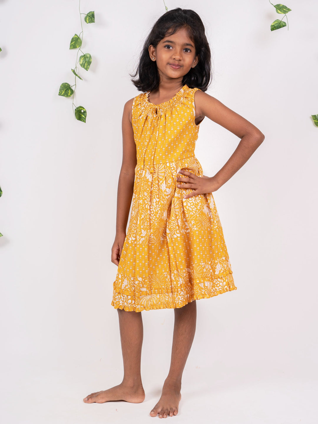 The Nesavu Girls Cotton Frock Jaipur Hand Blocked Printed Summer Casual Frocks Nesavu Jaipur Hand Blocked Printed Summer Casual Frocks