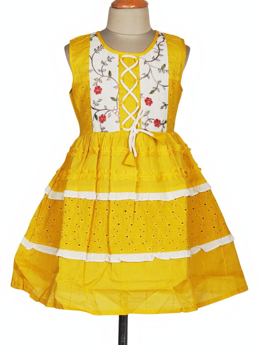 The Nesavu Girls Cotton Frock Kids Soft Cotton Frock For Daily Wear Nesavu 30 (8Y) / Yellow GFC645-30 Kids Soft Cotton Frock For Daily Wear