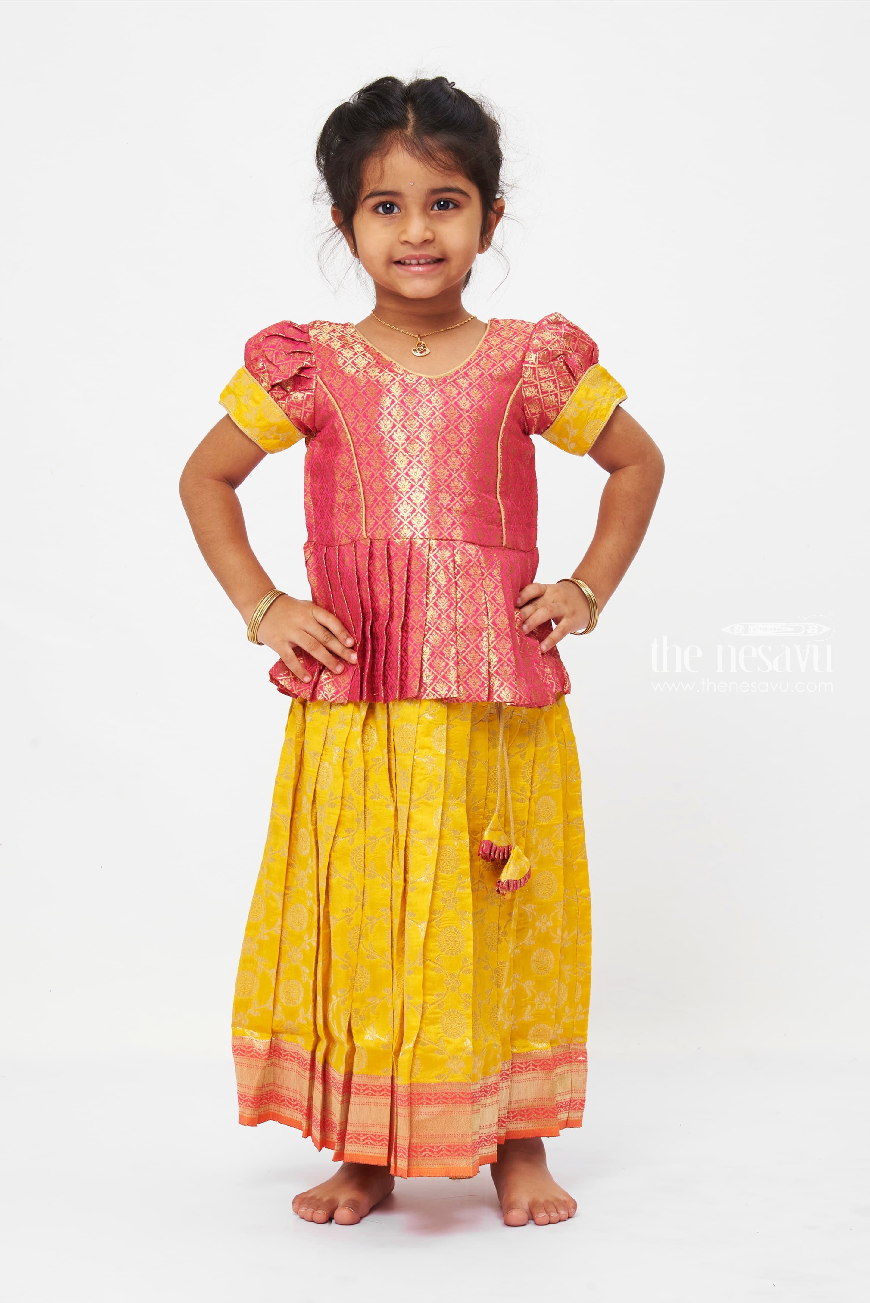 Buy AMIRTHA FASHION New south Indian onam kerala traditional pattu pavadai  pattu langa voni Lehenga choli for girls dress (Blue) (6-12 Months) at  Amazon.in
