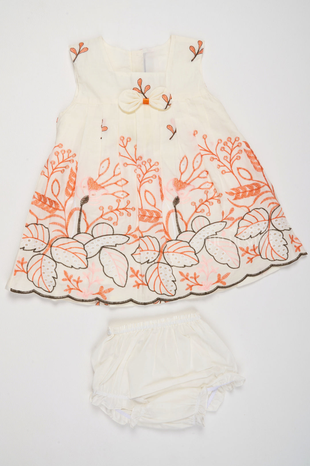 The Nesavu Baby Casual Sets Latest Newborn Baby Girl Clothes with Floral Embroidery and Soft Fabric Nesavu 12 (3M) / Orange BFJ714B-12 Latest Newborn Baby Girl Clothes Embroidered Floral Patterns Comfort