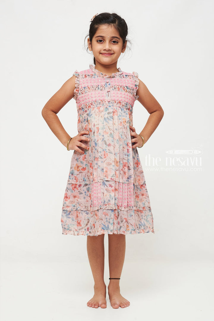 The Nesavu Girls Cotton Frock Lightweight and Comfortable Cotton Frock for Girls - Trendy Floral Design Nesavu Buy Girls Trendy Cotton Frocks | Comfortable and Lightweight Dresses Online | The Nesavu