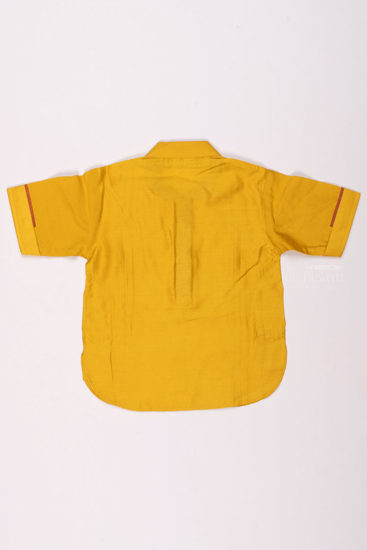 The Nesavu Boys Kurtha Shirt Matching Daddy and Son Shirts - Sunshine Bloom Vibrant Yellow Boys Shirt with Floral Embroidery Nesavu Cute Sibling Kurta Shirts | Trendy Designs for Brothers Combo Shirt | The Nesavu