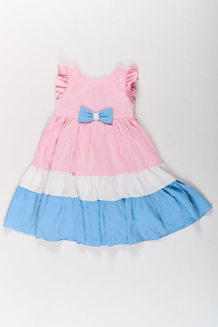 The Nesavu Girls Fancy Frock Nesavu Fancy Casual Dresses for Girls with Ruffled Sleeves and Tiered Pastel Design Nesavu 20 (3Y) / Pink GFC1498A-20 Nesavu Fancy Casual Dresses Girls Ruffled Sleeves Tiered Pastel Design