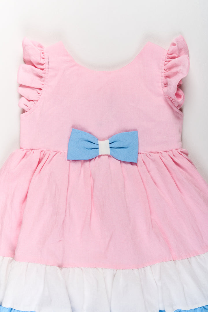 The Nesavu Girls Fancy Frock Nesavu Fancy Casual Dresses for Girls with Ruffled Sleeves and Tiered Pastel Design Nesavu Nesavu Fancy Casual Dresses Girls Ruffled Sleeves Tiered Pastel Design