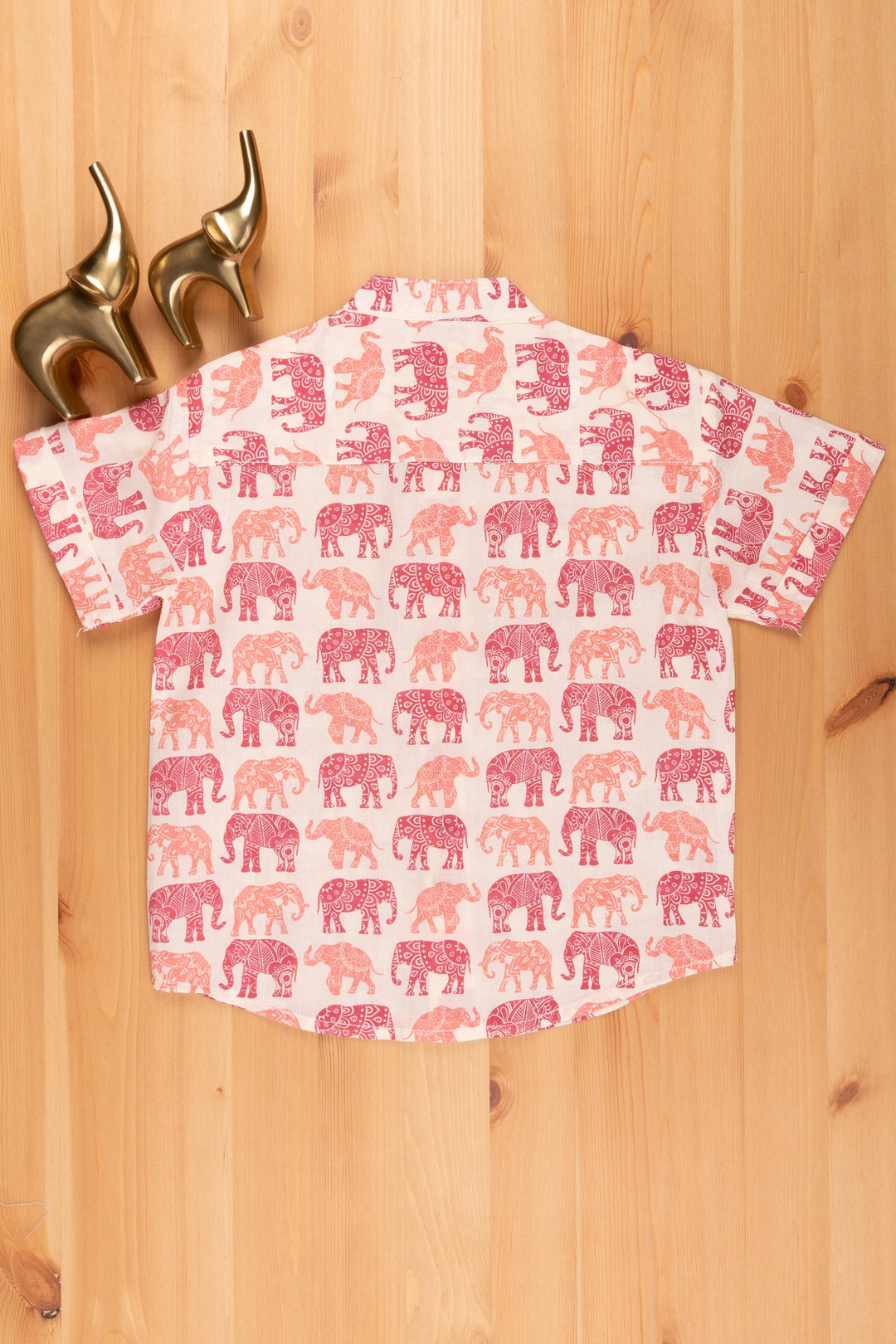 The Nesavu Boys Cotton Shirt Nesavu Fancy Elephant Design Printed Half White Cotton Shirt for Boys psr silks Nesavu