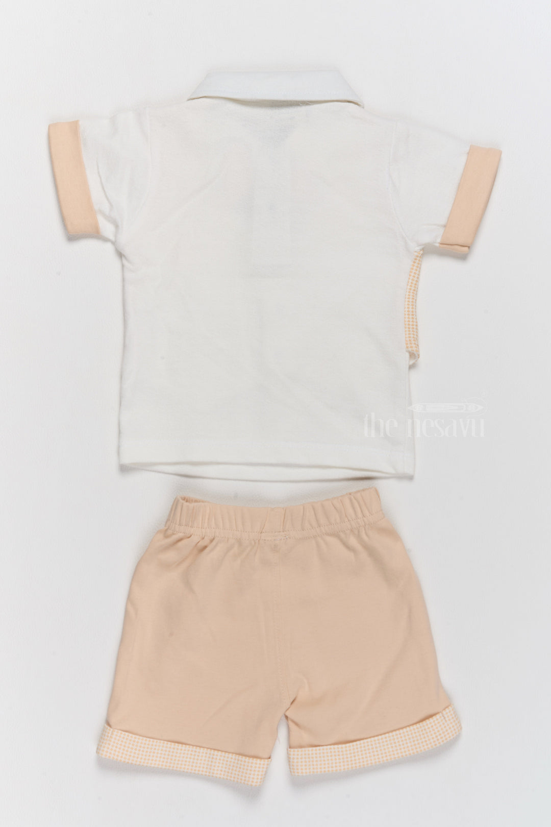 The Nesavu Baby Casual Sets New Born Clothes on Sale Cotton Two-Piece Beige Outfit with Bowtie and Shorts Nesavu Nesavu New Born Clothes Sale Cotton Two-Piece Outfit Bowtie Beige Shorts